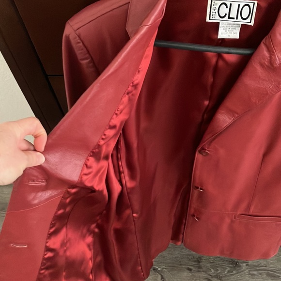 NWOT Vintage CLIO 100% GENUINE LEATHER WOMEN’S RED/BURGUNDY JACKET SIZE:S - Picture 8 of 8
